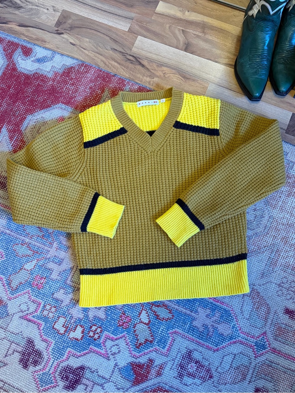 Marni X Uniqlo Sweater in Mustard and Yellow